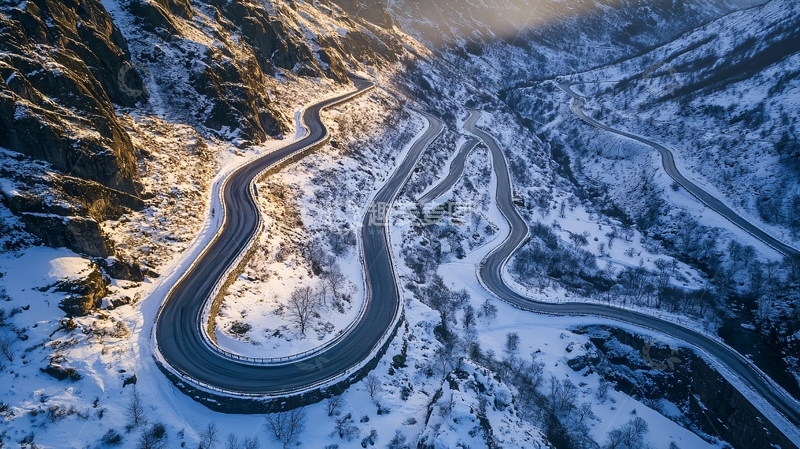 高清大图下载【趣麦麦图】冬日雪景道路