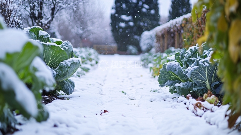高清大图下载【趣麦麦图】雪中蔬菜地3