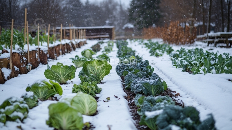 高清大图下载【趣麦麦图】雪中蔬菜地1