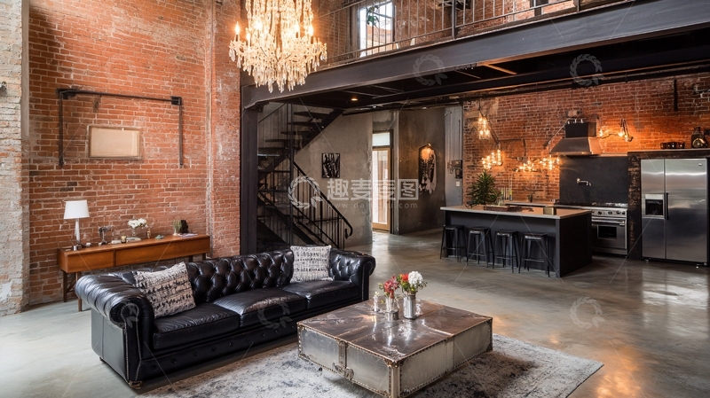高清大图下载【趣麦麦图】工业风客厅布局