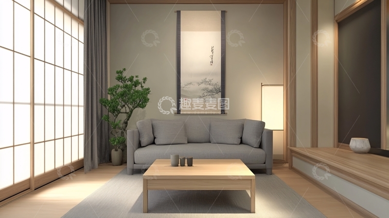 高清大图下载【趣麦麦图】日式起居室1