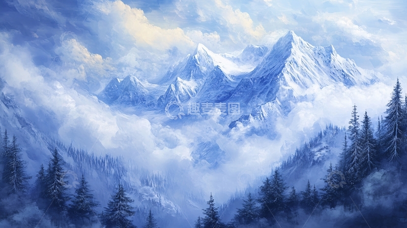 高清大图下载【趣麦麦图】雪山原画64