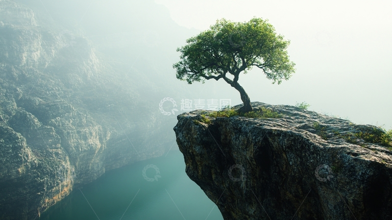 高清大图下载【趣麦麦图】岩缝中的小树