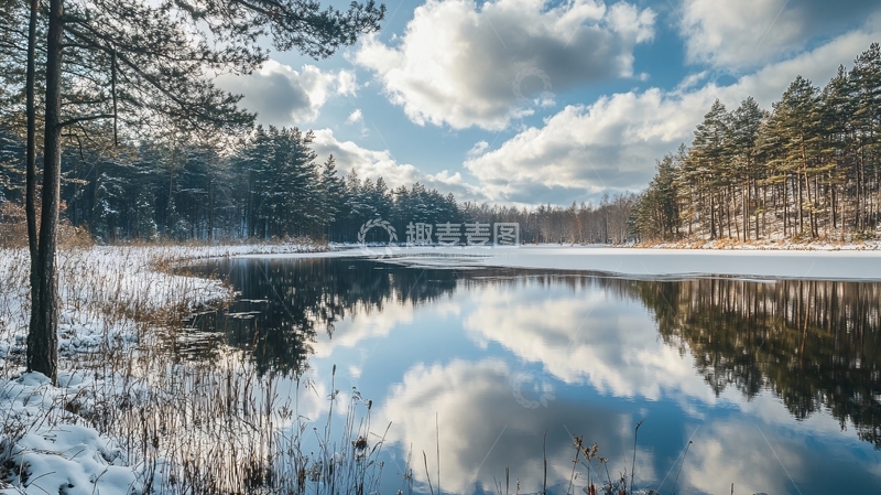 唯美冬日湖景5