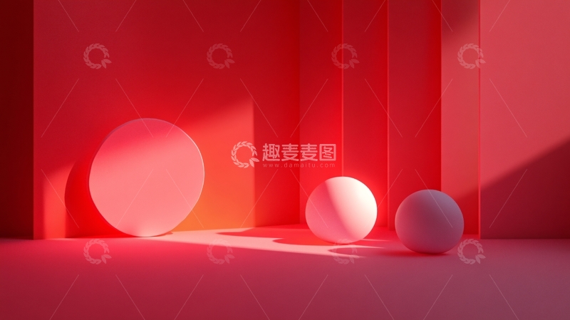 高清大图下载【趣麦麦图】红色球体创意场景12