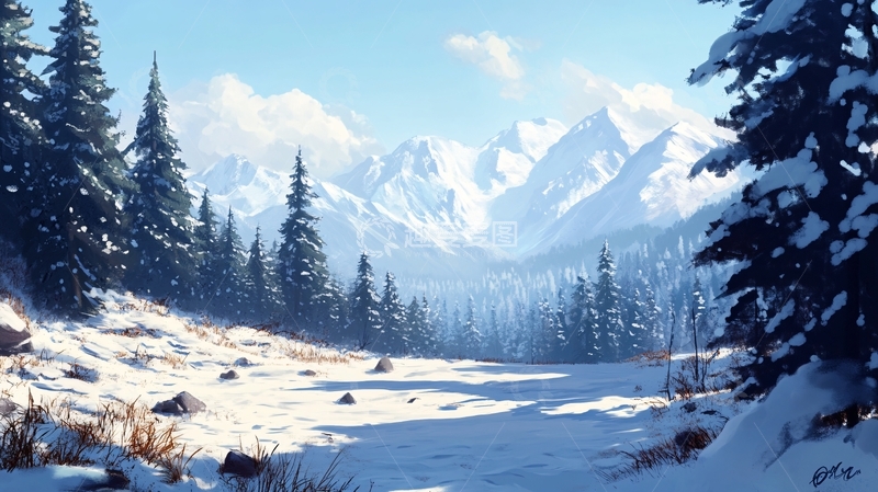 高清大图下载【趣麦麦图】雪山原画63