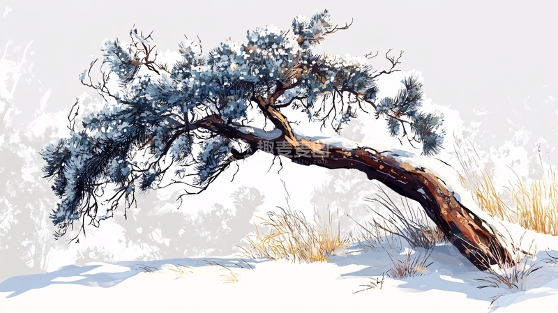 高清大图下载【趣麦麦图】长白松插画