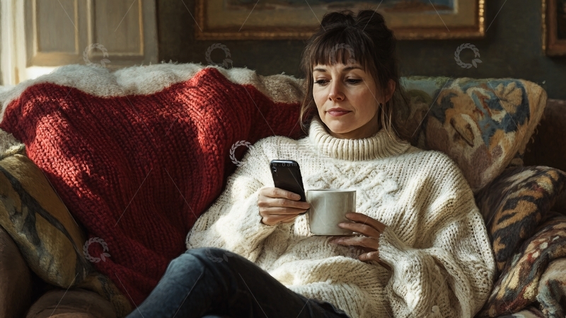 高清大图下载【趣麦麦图】冬季看剧