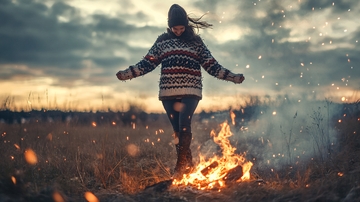 少男少女生篝火