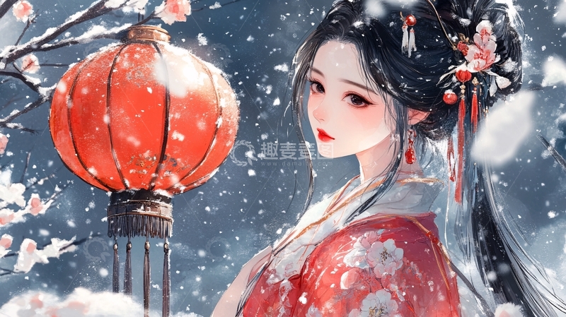 高清大图下载【趣麦麦图】古风美女过年6