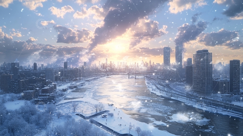 高清大图下载【趣麦麦图】冰雪之城背景