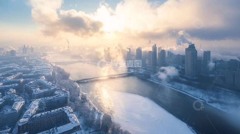 高清大图下载【趣麦麦图】雪后松花江