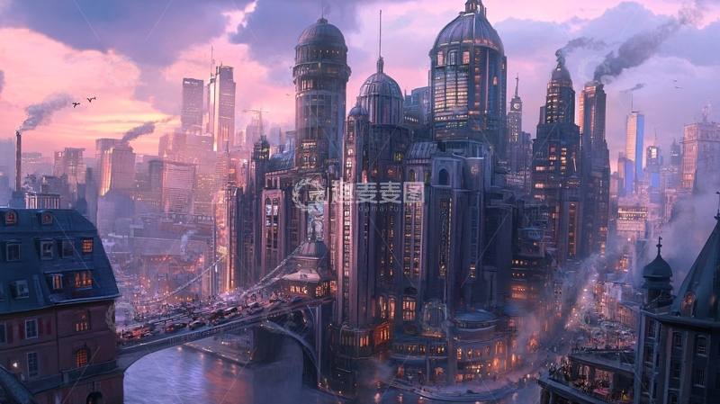 高清大图下载【趣麦麦图】幻想城市风景1
