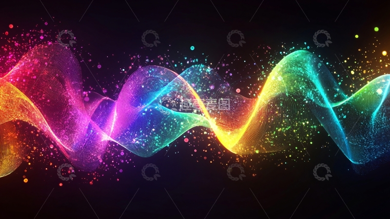 高清大图下载【趣麦麦图】流光渐变彩色炫酷飘带6