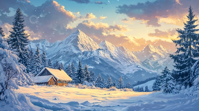 高清大图下载【趣麦麦图】雪景插画1