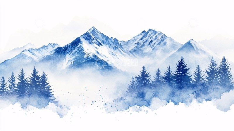 高清大图下载【趣麦麦图】蓝色瑞士意境水墨