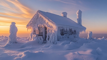 冬天雪屋积雪雪景3