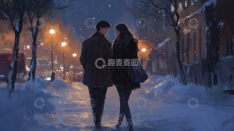 高清大图下载【趣麦麦图】冬日情侣小日常