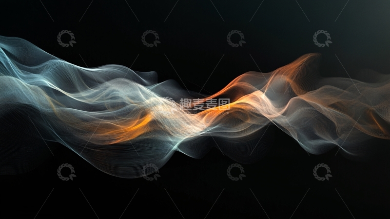 高清大图下载【趣麦麦图】彩色线条水墨烟雾波浪1