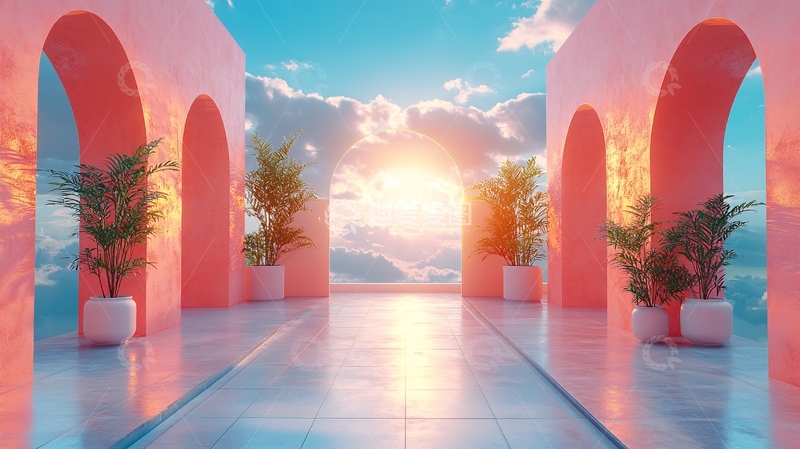 高清大图下载【趣麦麦图】粉红色的露台