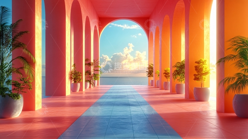 高清大图下载【趣麦麦图】粉红色的露台1