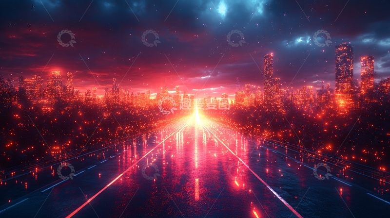 高清大图下载【趣麦麦图】红色智慧城市