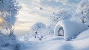 冬天雪屋积雪雪景1