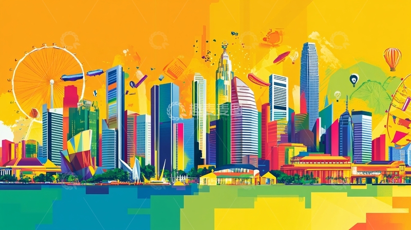 高清大图下载【趣麦麦图】迈阿密插画背景展板