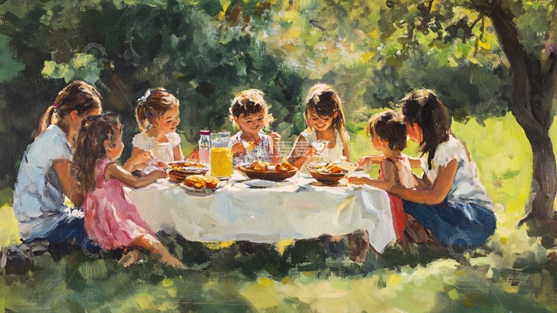高清大图下载【趣麦麦图】树下进餐