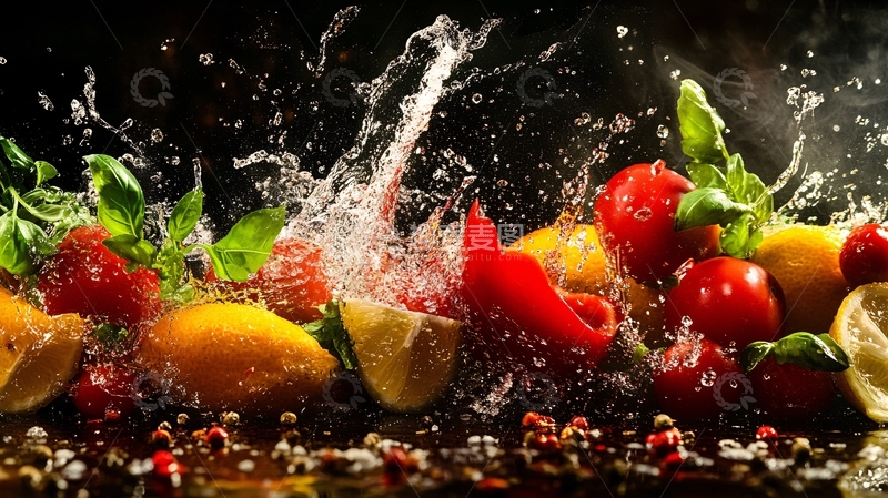 高清大图下载【趣麦麦图】喷水雾蔬菜2