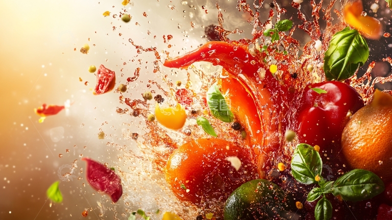 高清大图下载【趣麦麦图】红辣椒水花1