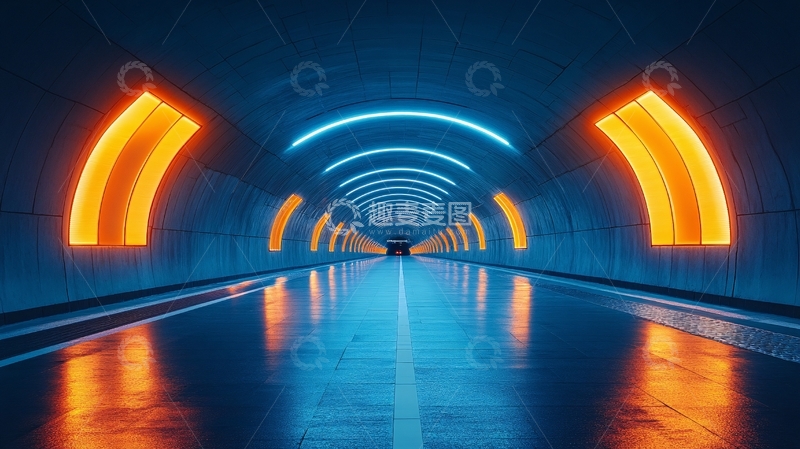 高清大图下载【趣麦麦图】隧道灯光透视7