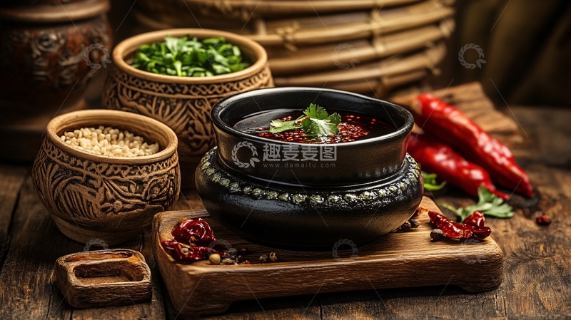 高清大图下载【趣麦麦图】冒菜店菜肴调味料1