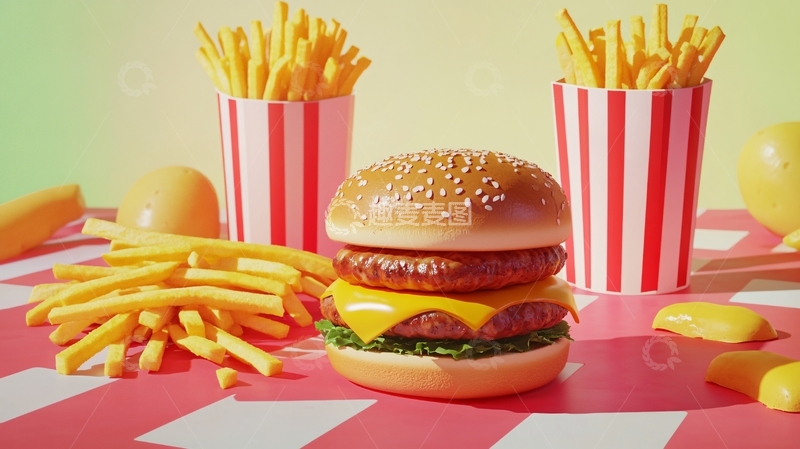 高清大图下载【趣麦麦图】汉堡薯条图片