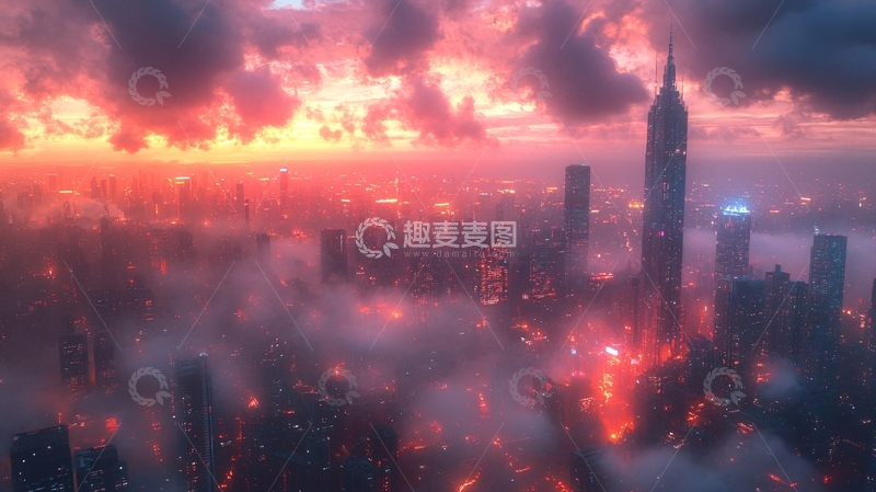 高清大图下载【趣麦麦图】大都市绚丽云彩2