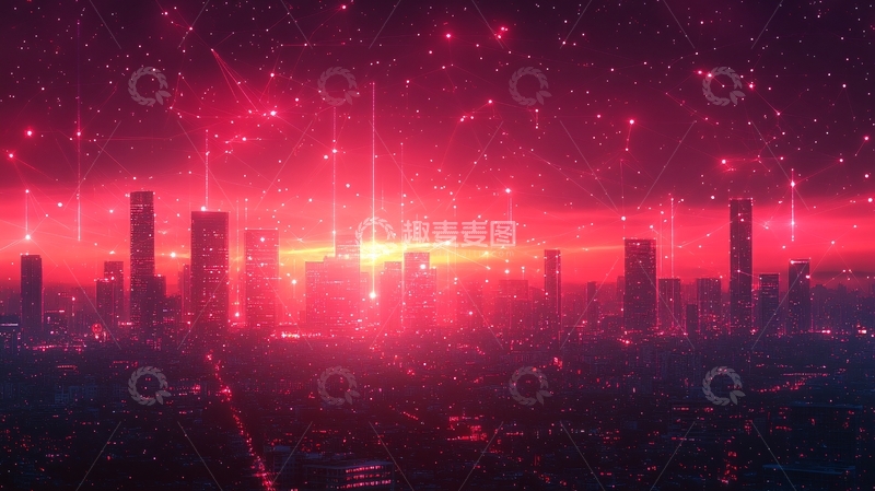 高清大图下载【趣麦麦图】红色智慧城市1