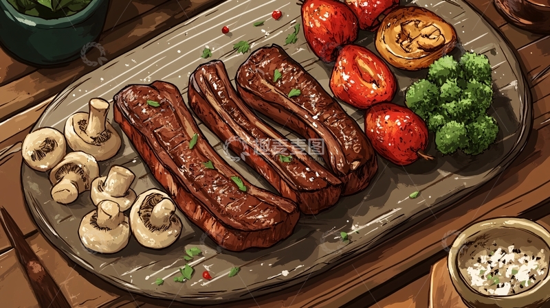 高清大图下载【趣麦麦图】酱肉插画
