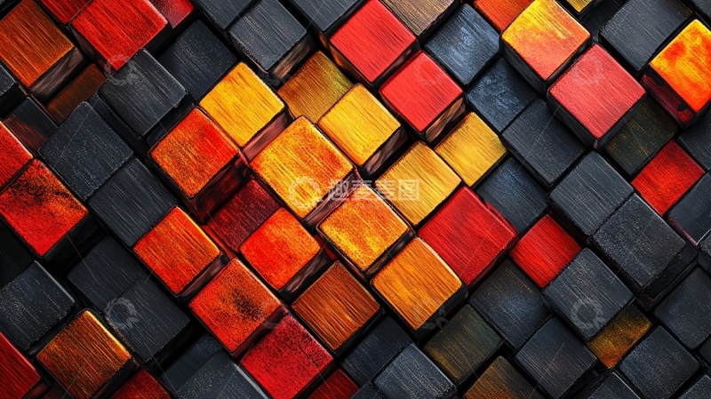 高清大图下载【趣麦麦图】凹凸方形木块背景