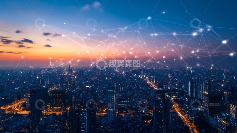 高清大图下载【趣麦麦图】数字城市区块链