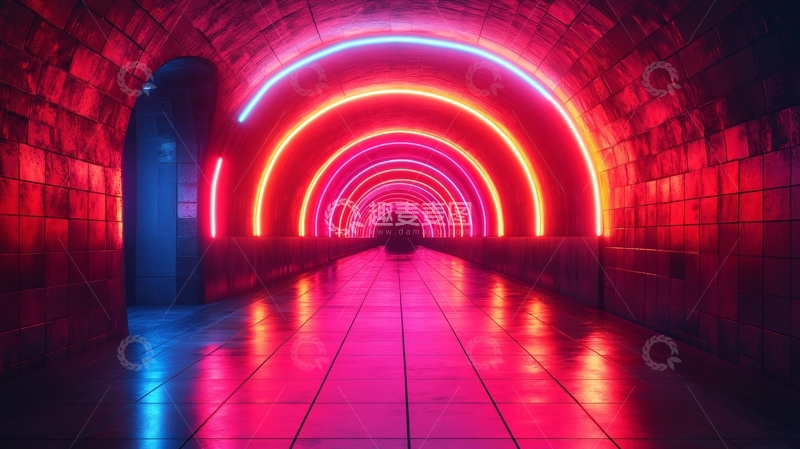 高清大图下载【趣麦麦图】流光溢彩的霓虹灯走廊21