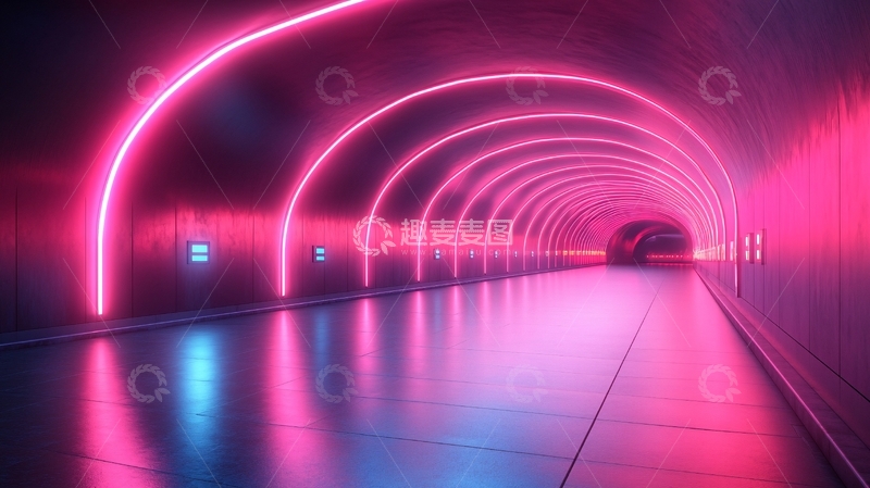 高清大图下载【趣麦麦图】流光溢彩的霓虹灯走廊19