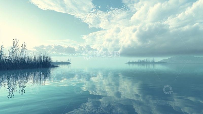 高清大图下载【趣麦麦图】湖面映天