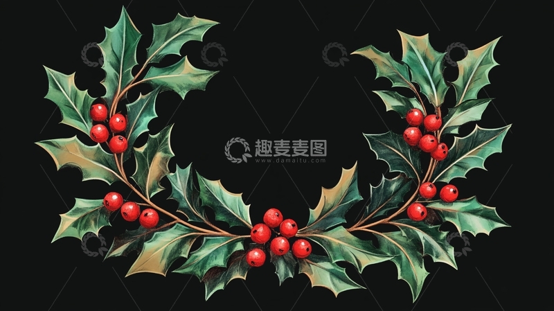 高清大图下载【趣麦麦图】冬青插画