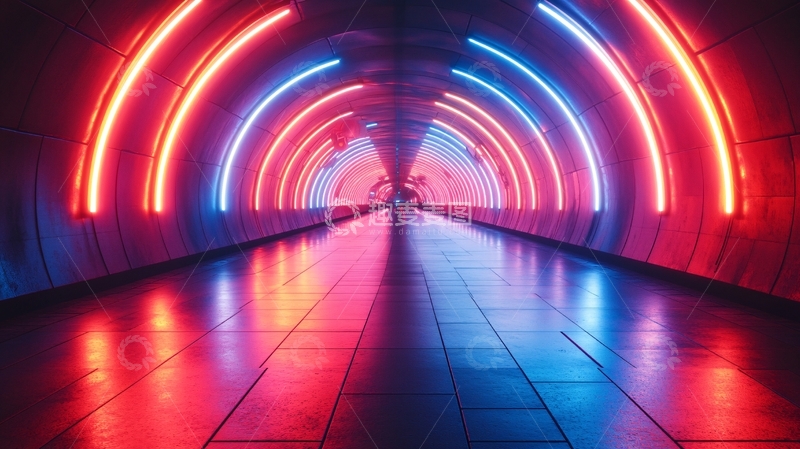 高清大图下载【趣麦麦图】流光溢彩的霓虹灯走廊20