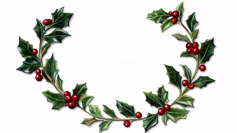 高清大图下载【趣麦麦图】冬青枝叶装饰品