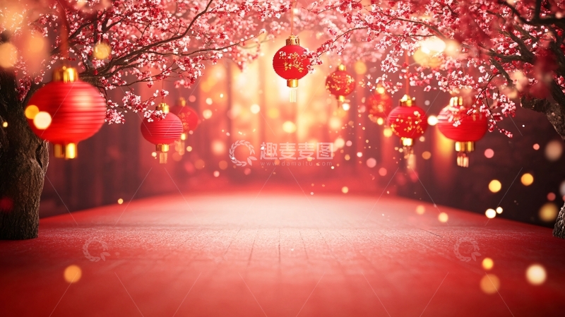 高清大图下载【趣麦麦图】红灯笼春晚背景7