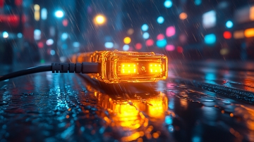 潮湿路面的路灯反光