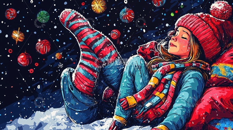 高清大图下载【趣麦麦图】冬眠插画