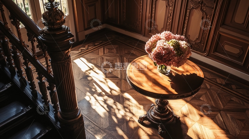 高清大图下载【趣麦麦图】阳光照在厅前台阶