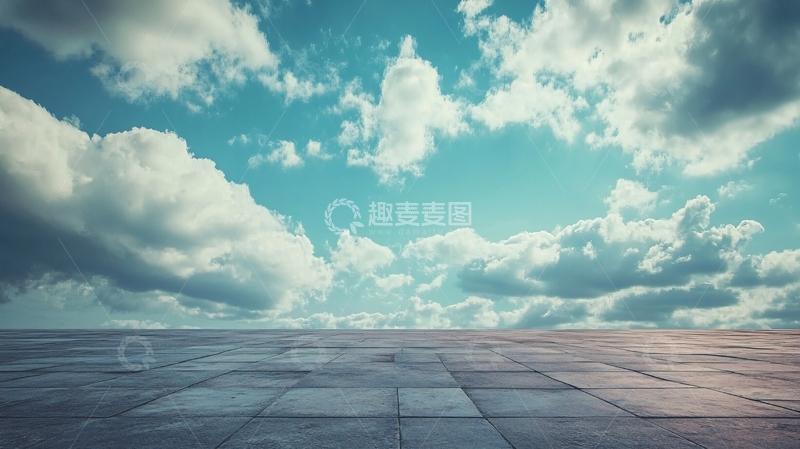 高清大图下载【趣麦麦图】蓝天白云地砖